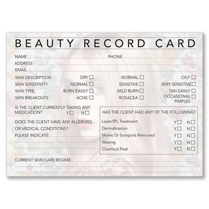 Beauty Therapy Record Card (D)