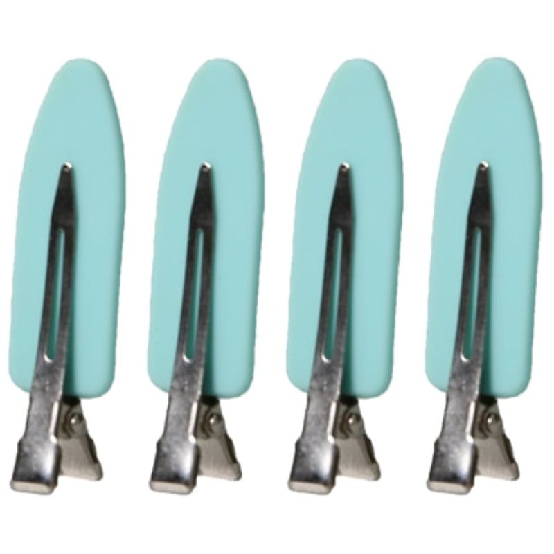 Creaseless Hair Clips Green 4 Pack With Rubberized Backs