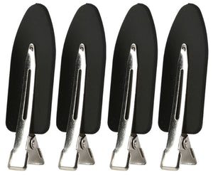 Creaseless Hair Clips Black 4 Pack With Rubberized Backs