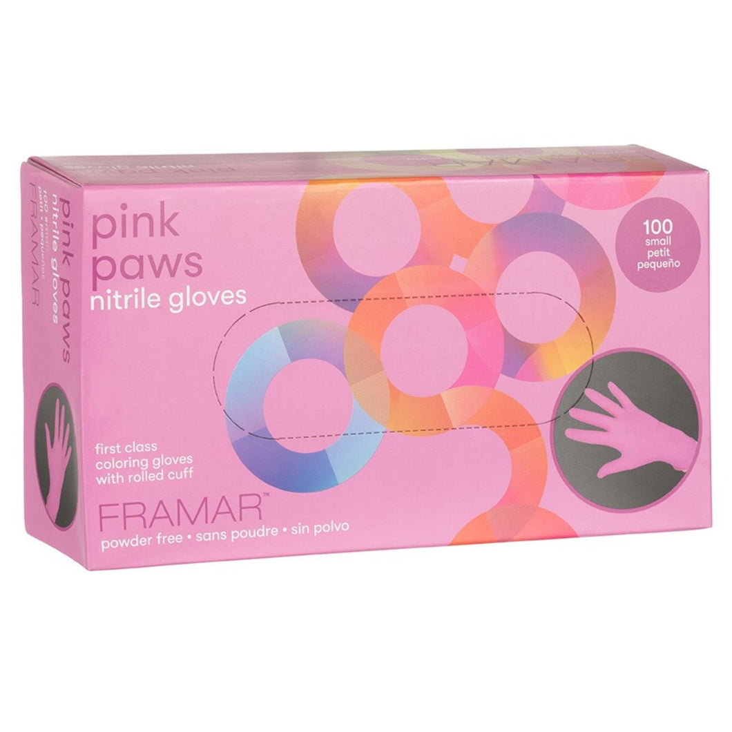 Framar Pink Paws Nitrile Gloves Small 100 Pack