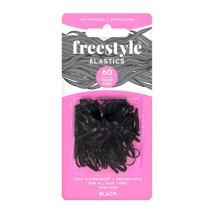 Freestyle Snag Free Hair Elastics 2mm Black 60 pack