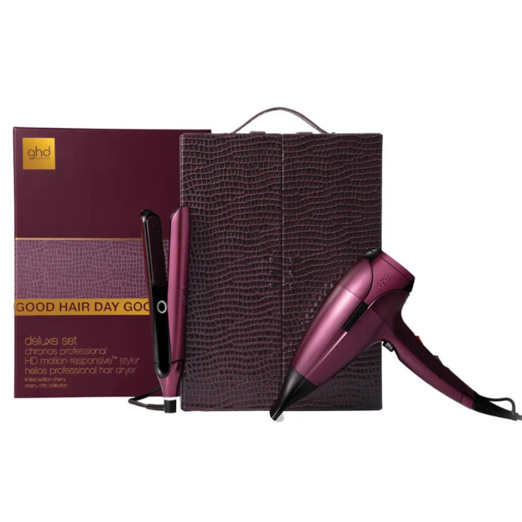 GHD Cherry Chic Deluxe Gift Set Helios Hair Dryer & Chronos Hair Straightener Limited Edition Collection