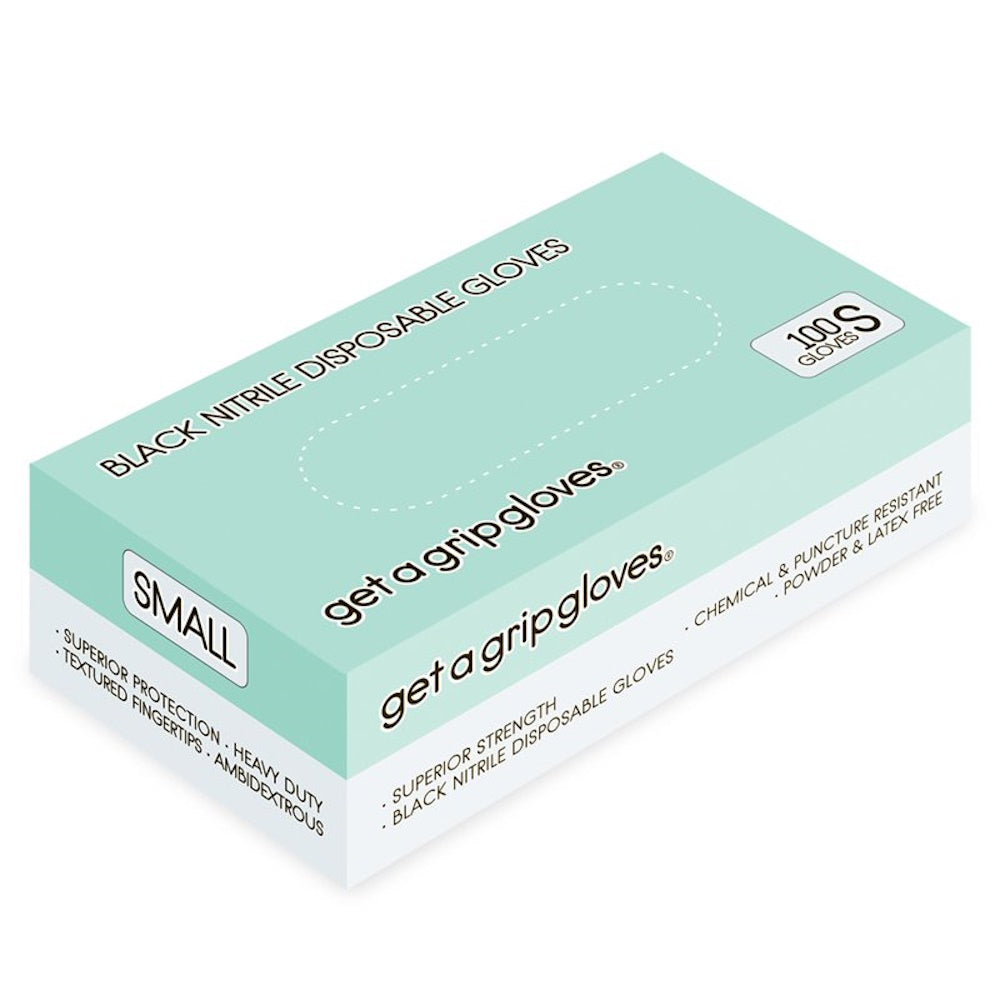 Get A Grip Superior Strength Black Nitrile Gloves - Small 100 Pack