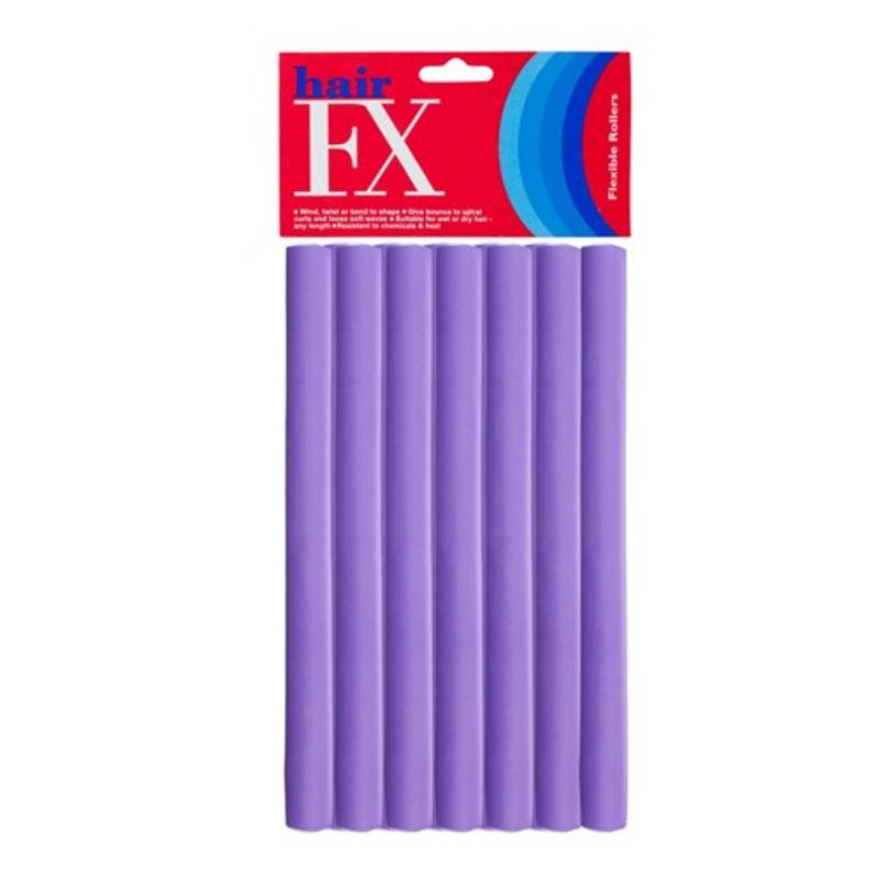 Hair FX Flexible Rollers Long Purple 12 Pack