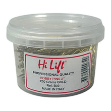 Load image into Gallery viewer, Hi Lift Bobby Pins Gold 250g Tub