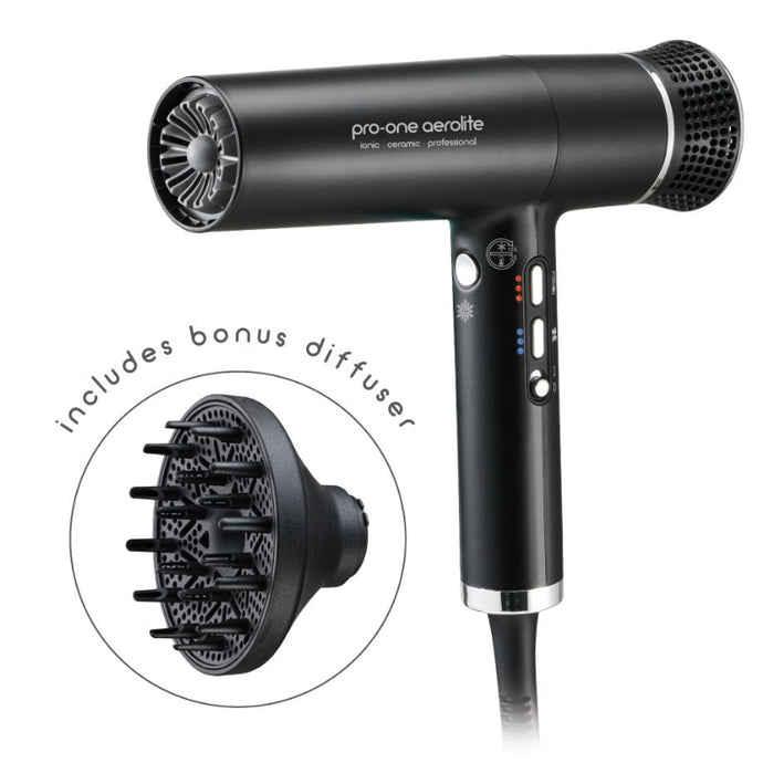Pro-One Aerolite Ionic Ceramic Professional Dryer - Black