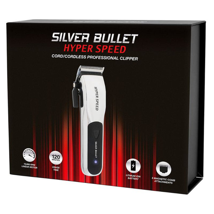 Silver Bullet Hyper Speed Silver Cord/Cordless Professional Clipper