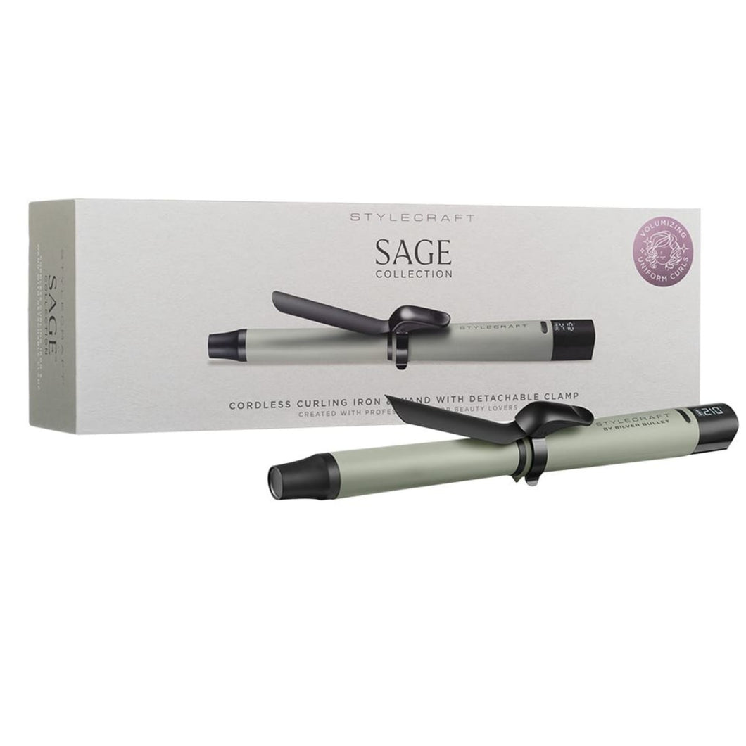 StyleCraft by Silver Bullet Sage Cordless Curling Iron with Detachable Clamp