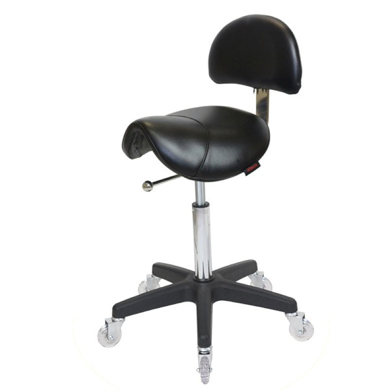 Saddle Stool with Back - Blk