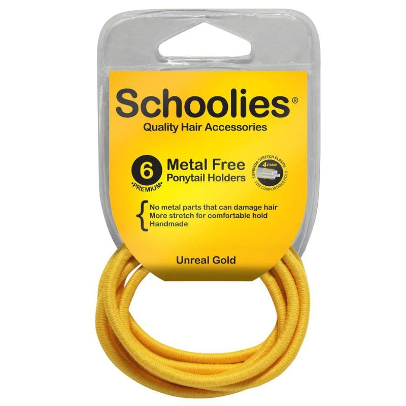 Schoolies Metal Free Ponytail Holders 6 pieces - Unreal Gold