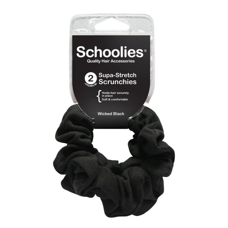 Schoolies Scrunchies Black 2pk