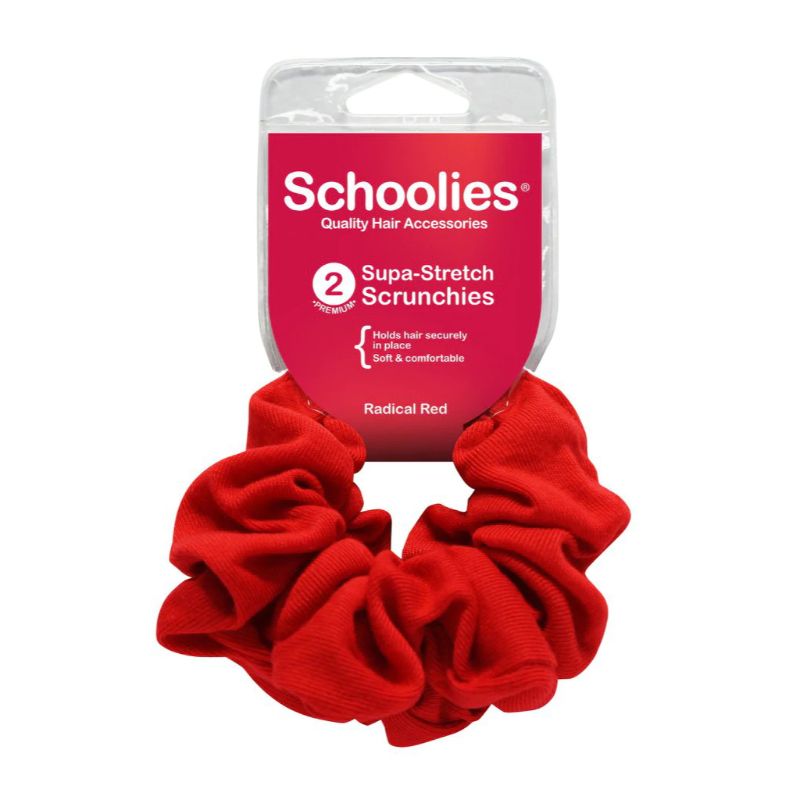 Schoolies Scrunchies Radical Red 2pk