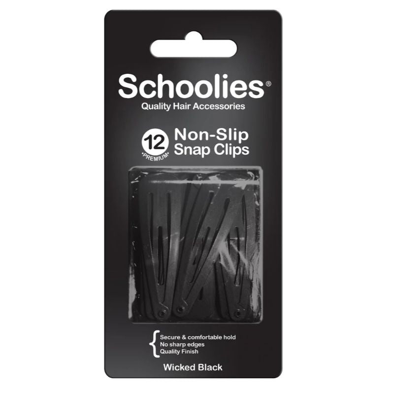 Schoolies Snap Clips Black 12 Pack