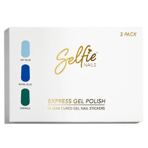 Selfie Nails Express Gel Polish Sky Blue, Royal Blue & Emerald