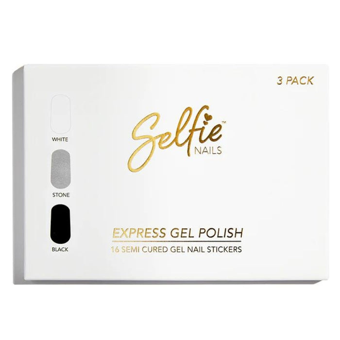 Selfie Nails Express Gel Polish White, Stone & Black