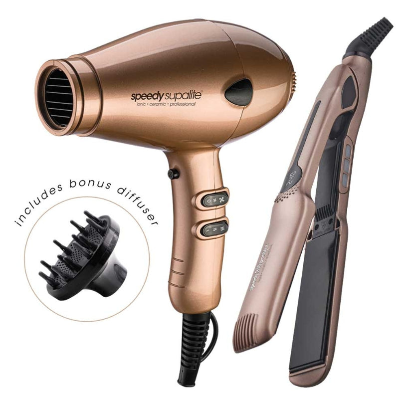 Speedy Gold Wide Plate Prostyler + Speedy Supalite Gold Dryer Ltd Edition