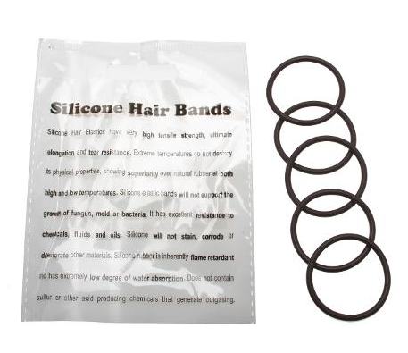 Silicone Hair Bands Brown 5pk