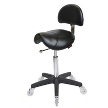 Load image into Gallery viewer, Saddle Stool with Back - Blk